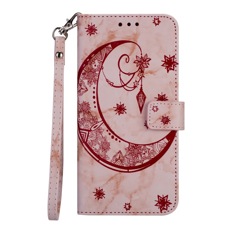 Imprinted Moon Pattern Marble Style Leather Wallet Cover for Huawei Mate 20 Lite / Maimang 7 - Rose Gold-2