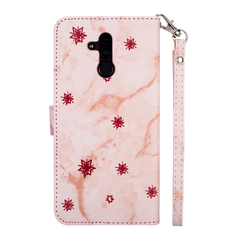 Imprinted Moon Pattern Marble Style Leather Wallet Cover for Huawei Mate 20 Lite / Maimang 7 - Rose Gold-6