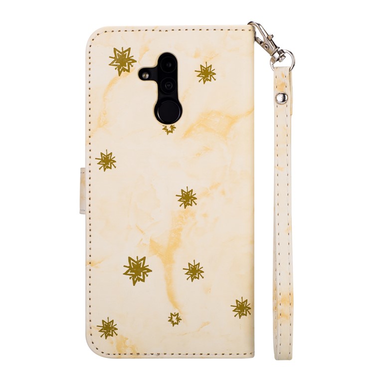 Imprinted Moon Pattern Marble Style Leather Phone Shell for Huawei Mate 20 Lite / Maimang 7 - Gold-6