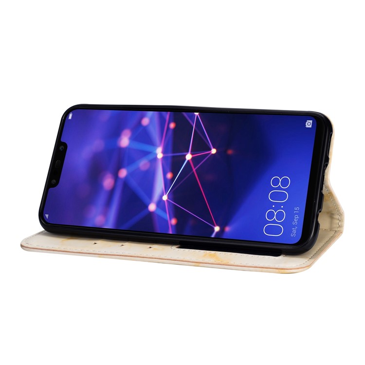 Imprinted Moon Pattern Marble Style Leather Phone Shell for Huawei Mate 20 Lite / Maimang 7 - Gold-7