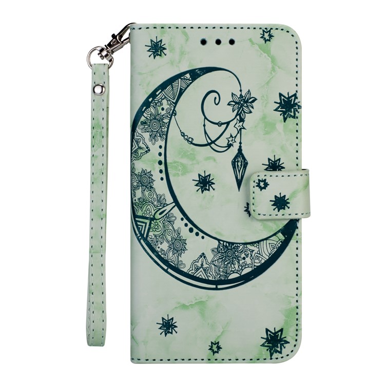 Imprinted Moon Pattern Marble Style Leather Mobile Casing for Huawei Mate 20 Lite / Maimang 7 - Green-2