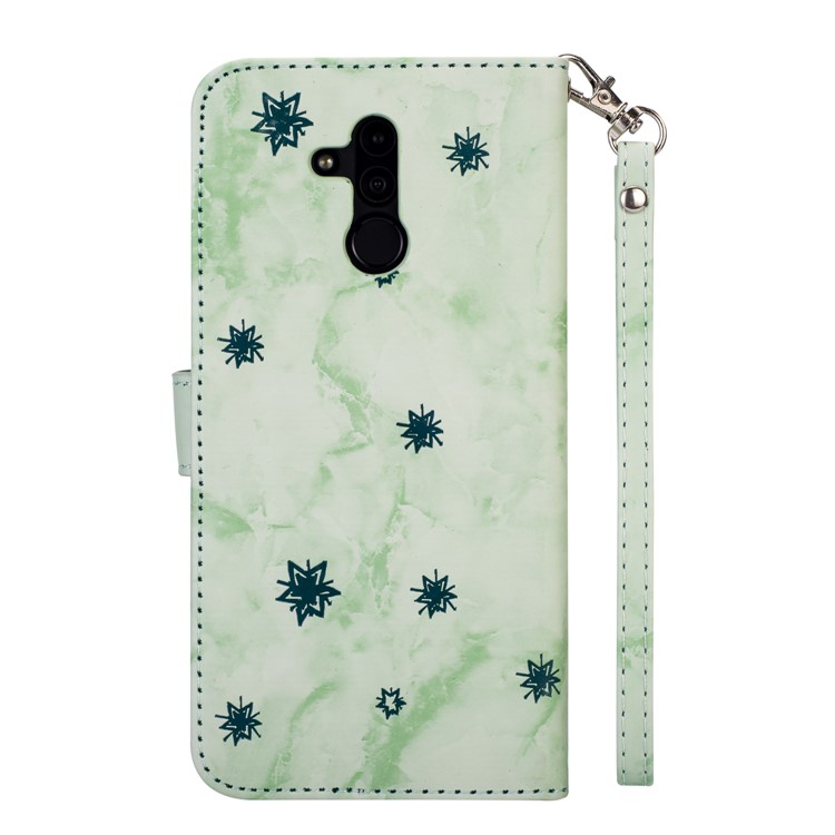 Imprinted Moon Pattern Marble Style Leather Mobile Casing for Huawei Mate 20 Lite / Maimang 7 - Green-6