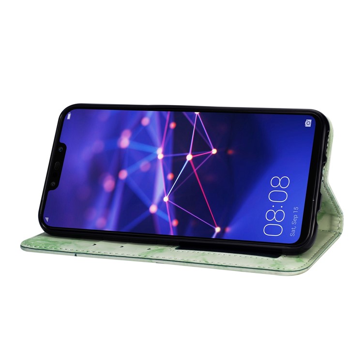 Imprinted Moon Pattern Marble Style Leather Mobile Casing for Huawei Mate 20 Lite / Maimang 7 - Green-7