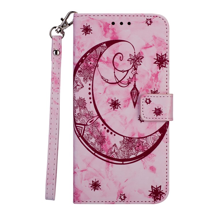 For Huawei Mate 20 Pro Leather Case [Imprinted Moon Pattern] [Marble Style] - Rose-2