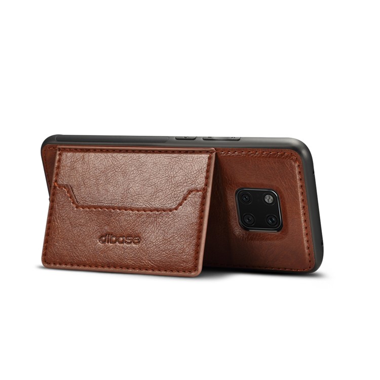 Crazy Horse Card Holder Leather Coated Hybrid Phone Casing for Huawei Mate 20 Pro - Coffee-2