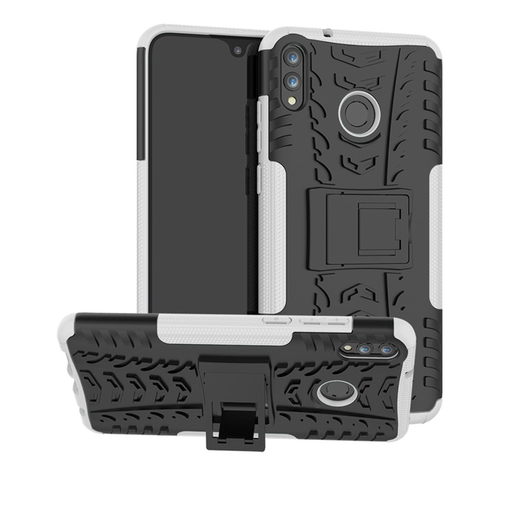 2-in-1 Tyre Pattern PC + TPU Hybrid Cover with Kickstand for Huawei Honor 8X Max - White-1