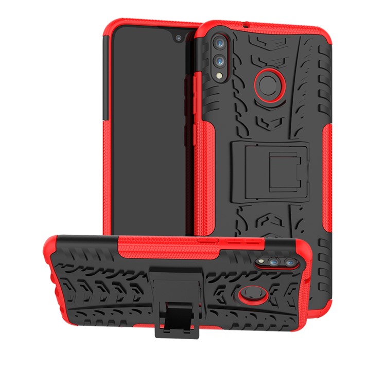 2-in-1 Tyre Pattern PC + TPU Hybrid Shell with Kickstand for Huawei Honor 8X Max - Red-1