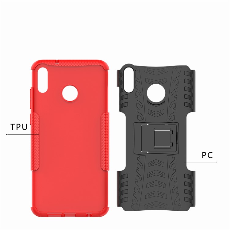 2-in-1 Tyre Pattern PC + TPU Hybrid Shell with Kickstand for Huawei Honor 8X Max - Red-3