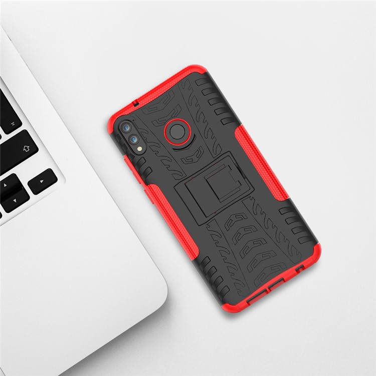 2-in-1 Tyre Pattern PC + TPU Hybrid Shell with Kickstand for Huawei Honor 8X Max - Red-4