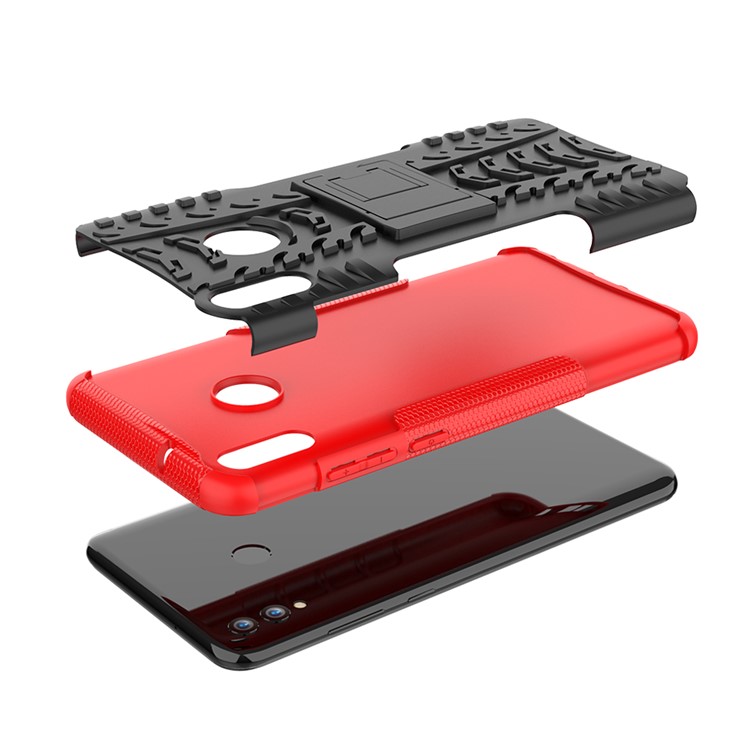 2-in-1 Tyre Pattern PC + TPU Hybrid Shell with Kickstand for Huawei Honor 8X Max - Red-8