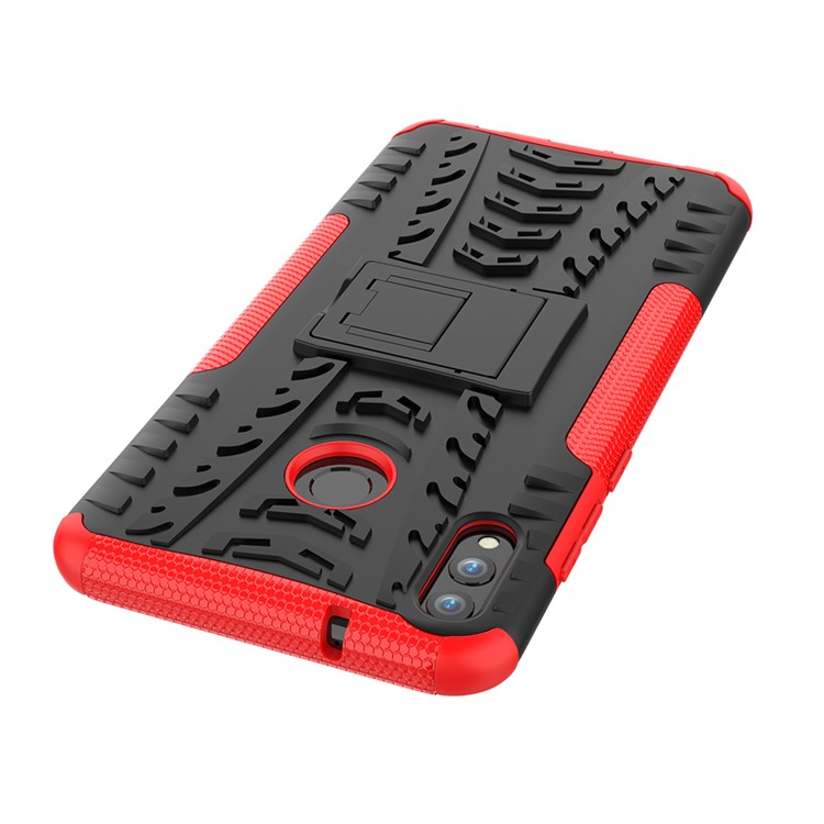 2-in-1 Tyre Pattern PC + TPU Hybrid Shell with Kickstand for Huawei Honor 8X Max - Red-9