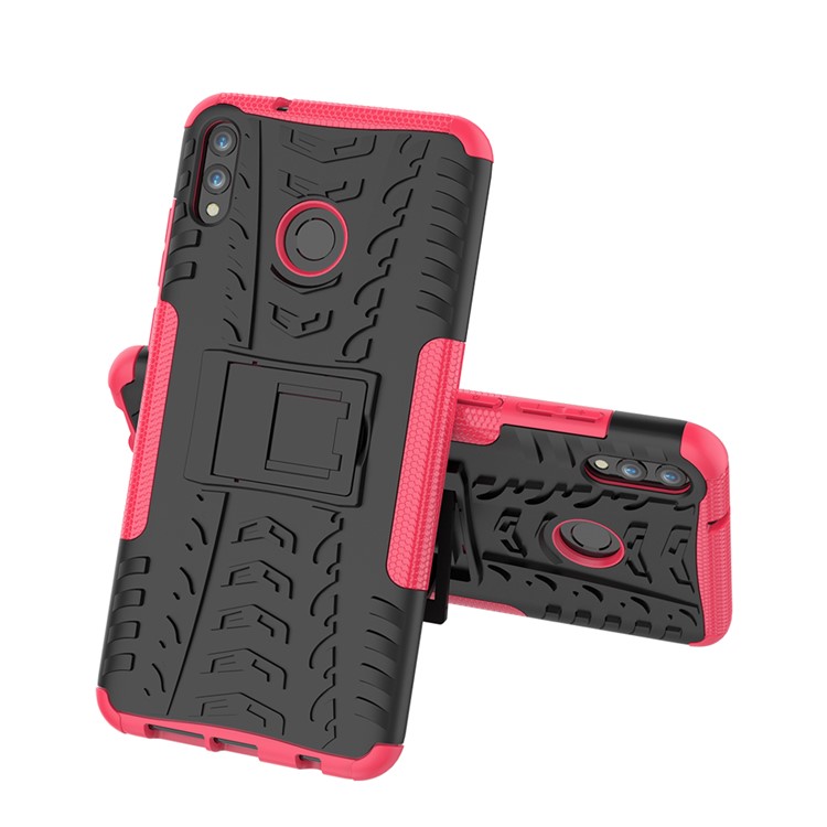 2-in-1 Tyre Pattern PC + TPU Hybrid Casing with Kickstand for Huawei Honor 8X Max - Rose-2