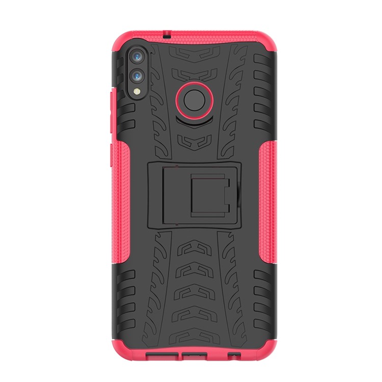 2-in-1 Tyre Pattern PC + TPU Hybrid Casing with Kickstand for Huawei Honor 8X Max - Rose-3