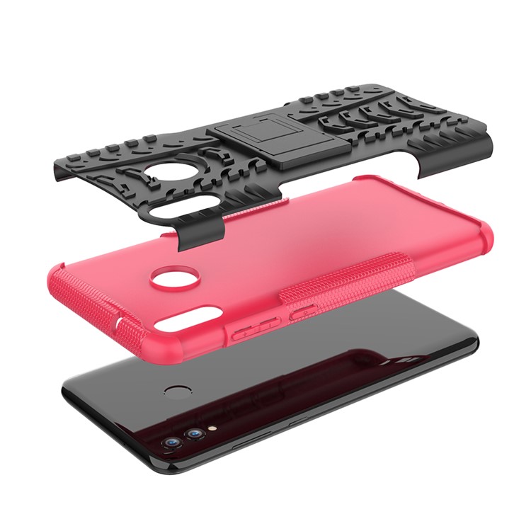 2-in-1 Tyre Pattern PC + TPU Hybrid Casing with Kickstand for Huawei Honor 8X Max - Rose-6