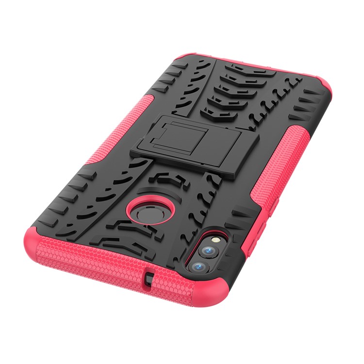 2-in-1 Tyre Pattern PC + TPU Hybrid Casing with Kickstand for Huawei Honor 8X Max - Rose-7