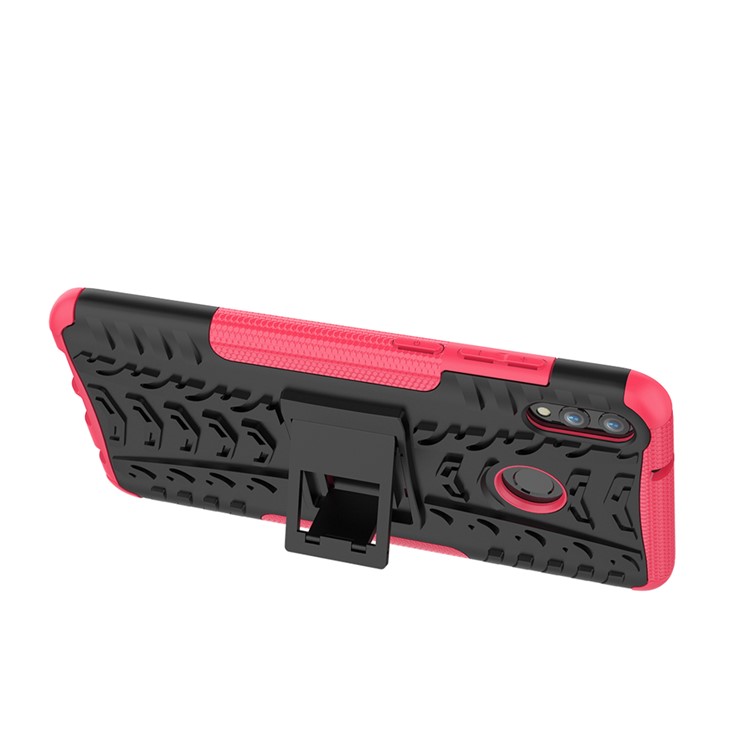 2-in-1 Tyre Pattern PC + TPU Hybrid Casing with Kickstand for Huawei Honor 8X Max - Rose-8