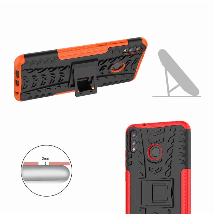 2-in-1 Tyre Pattern PC + TPU Hybrid Cellphone Case with Kickstand for Huawei Honor 8X Max - Orange-3