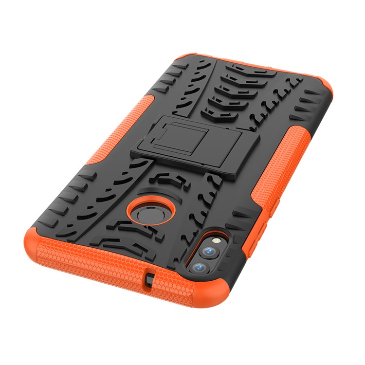 2-in-1 Tyre Pattern PC + TPU Hybrid Cellphone Case with Kickstand for Huawei Honor 8X Max - Orange-4