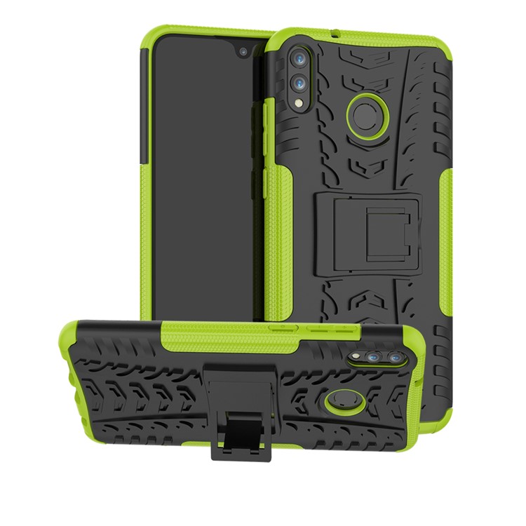 2-in-1 Tyre Pattern PC + TPU Hybrid Back Case with Kickstand for Huawei Honor 8X Max - Green-1