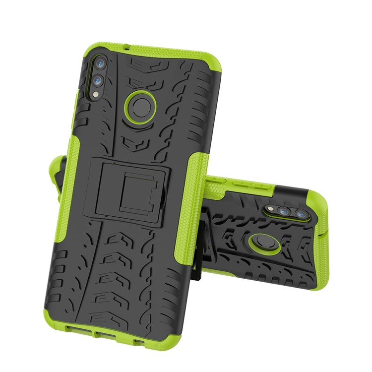 2-in-1 Tyre Pattern PC + TPU Hybrid Back Case with Kickstand for Huawei Honor 8X Max - Green-2
