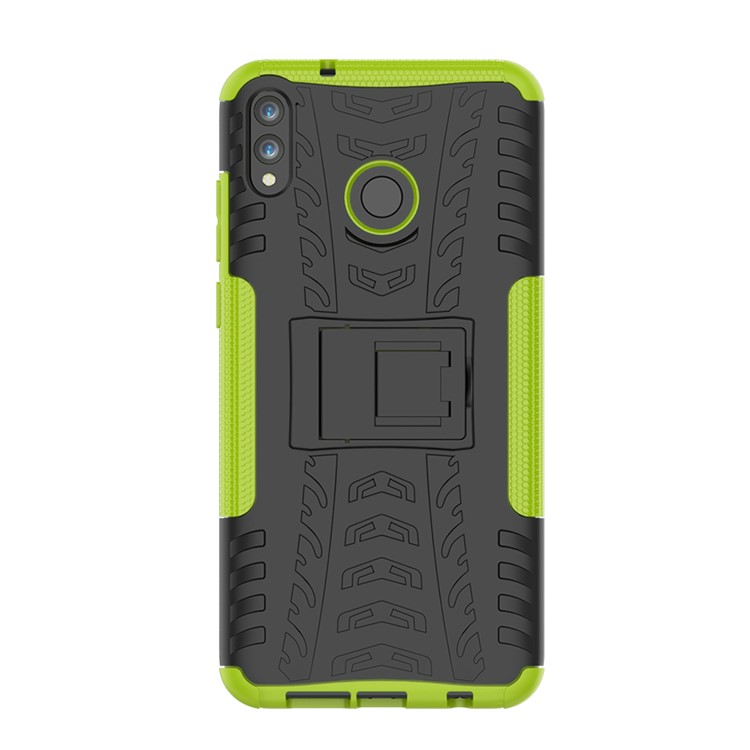 2-in-1 Tyre Pattern PC + TPU Hybrid Back Case with Kickstand for Huawei Honor 8X Max - Green-3