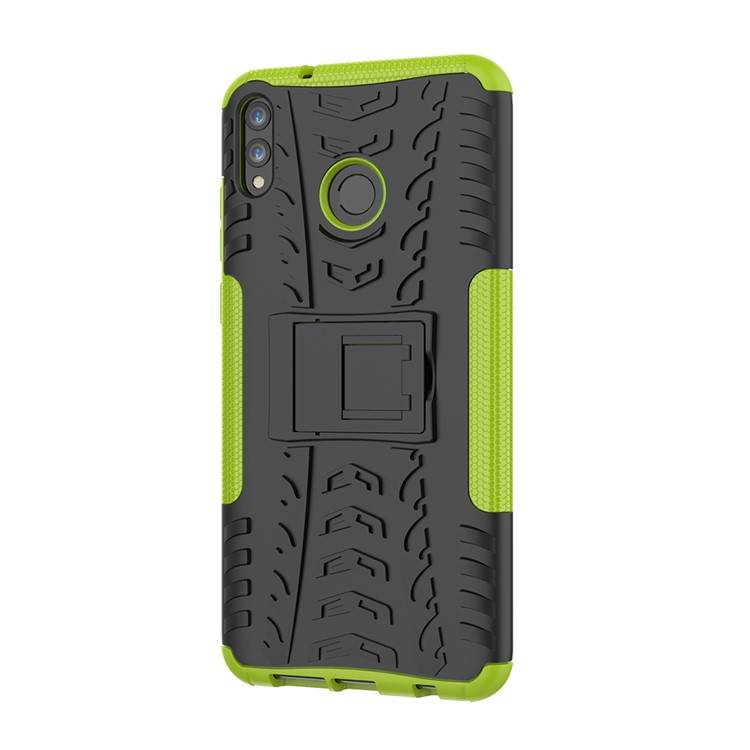 2-in-1 Tyre Pattern PC + TPU Hybrid Back Case with Kickstand for Huawei Honor 8X Max - Green-5
