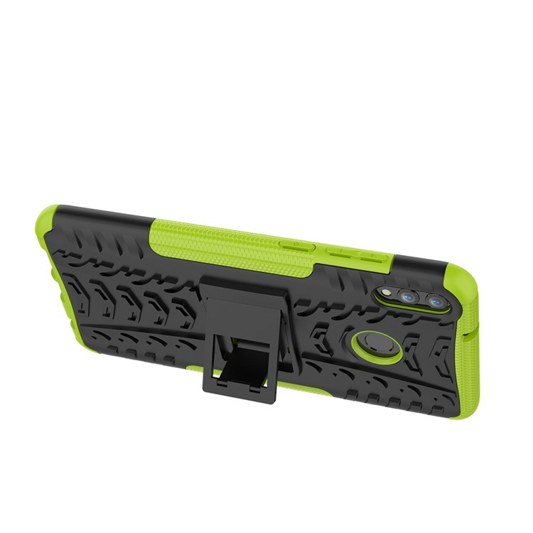2-in-1 Tyre Pattern PC + TPU Hybrid Back Case with Kickstand for Huawei Honor 8X Max - Green-8