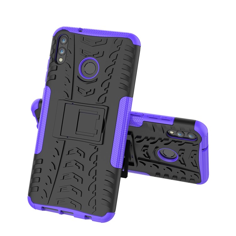 2-in-1 Tyre Pattern Plastic + TPU Combo Case with Kickstand for Huawei Honor 8X Max - Purple-2