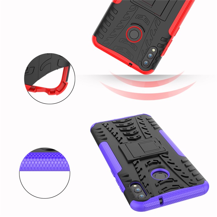 2-in-1 Tyre Pattern Plastic + TPU Combo Case with Kickstand for Huawei Honor 8X Max - Purple-3