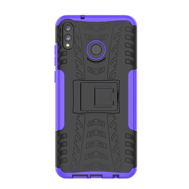 2-in-1 Tyre Pattern Plastic + TPU Combo Case with Kickstand for Huawei Honor 8X Max - Purple-4
