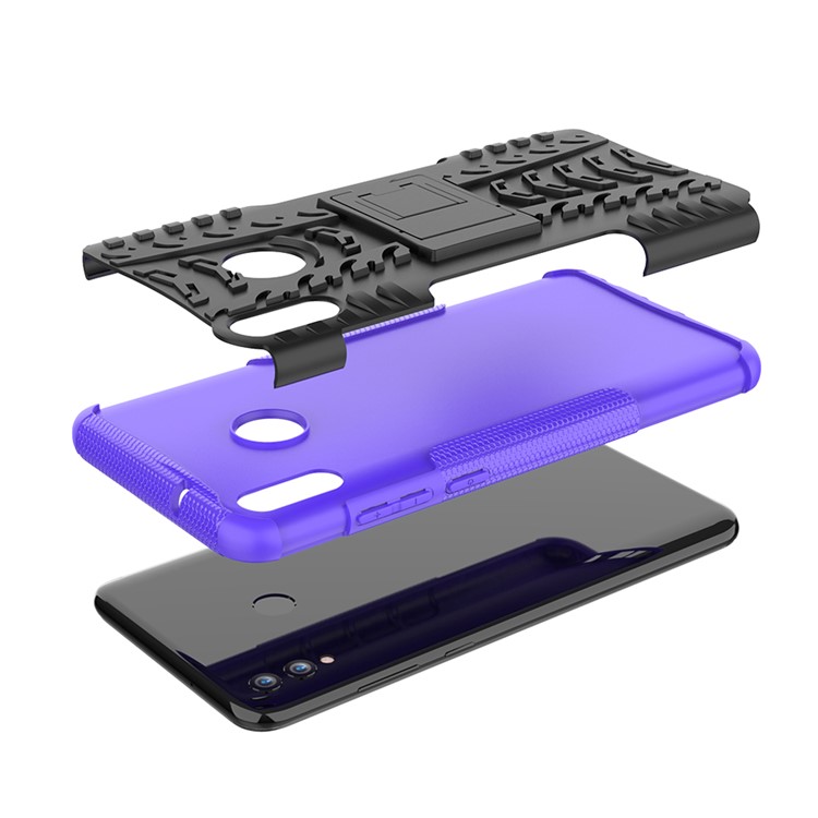 2-in-1 Tyre Pattern Plastic + TPU Combo Case with Kickstand for Huawei Honor 8X Max - Purple-7