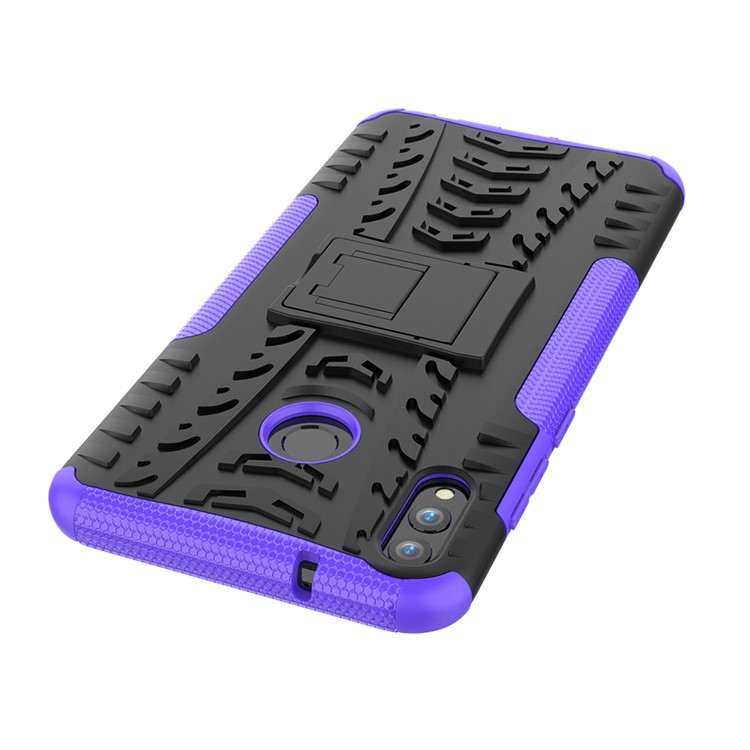 2-in-1 Tyre Pattern Plastic + TPU Combo Case with Kickstand for Huawei Honor 8X Max - Purple-8