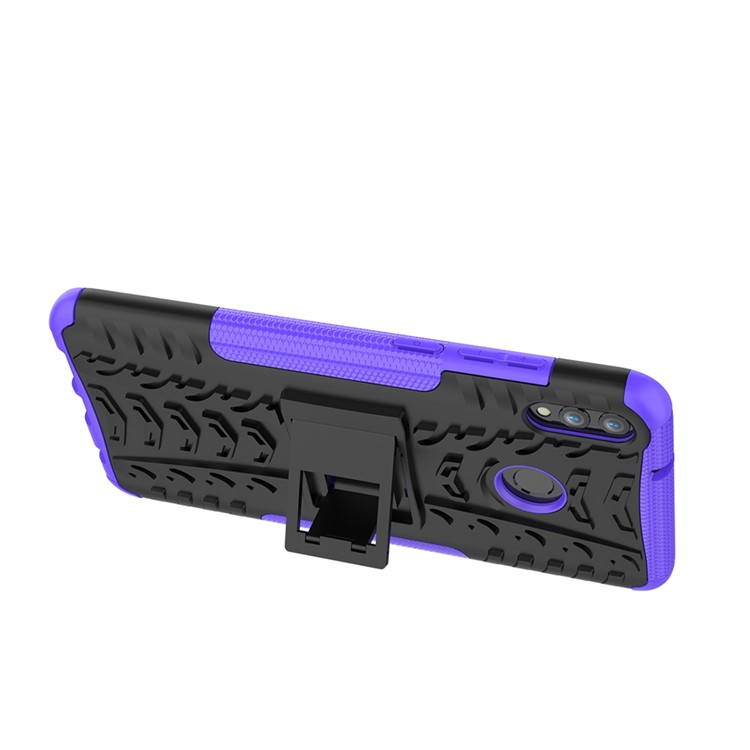 2-in-1 Tyre Pattern Plastic + TPU Combo Case with Kickstand for Huawei Honor 8X Max - Purple-9