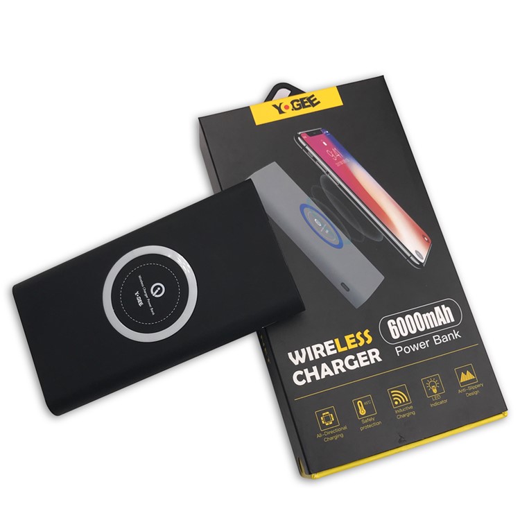 YOGEE 2 In 1 Qi Wireless-Ladegerät 6000 MAh Powerbank Mit USB-Typ-C-Anschluss - Schwarz-6