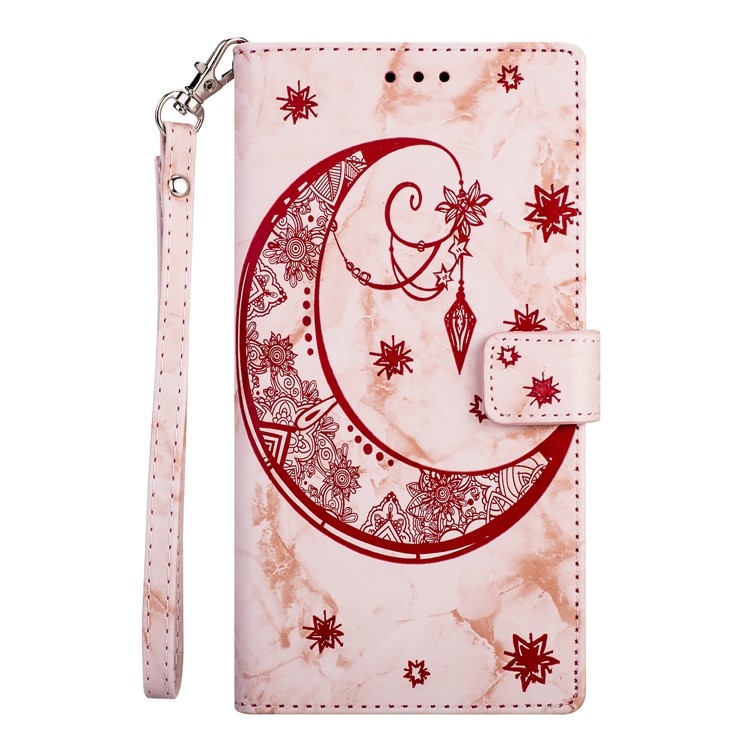 Imprinted Moon Pattern Marble Style Leather Wallet Shell Case for Huawei P20 Lite / Nova 3e (China) - Rose Gold-3