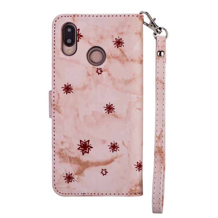 Imprinted Moon Pattern Marble Style Leather Wallet Shell Case for Huawei P20 Lite / Nova 3e (China) - Rose Gold-4
