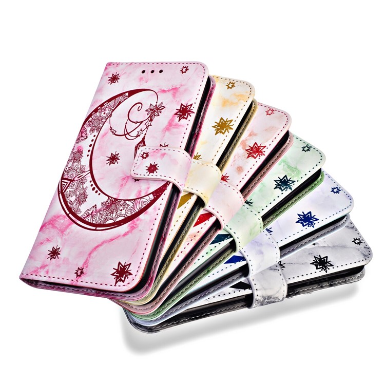 Imprinted Moon Pattern Marble Style Leather Wallet Shell Case for Huawei P20 Lite / Nova 3e (China) - Rose Gold-8
