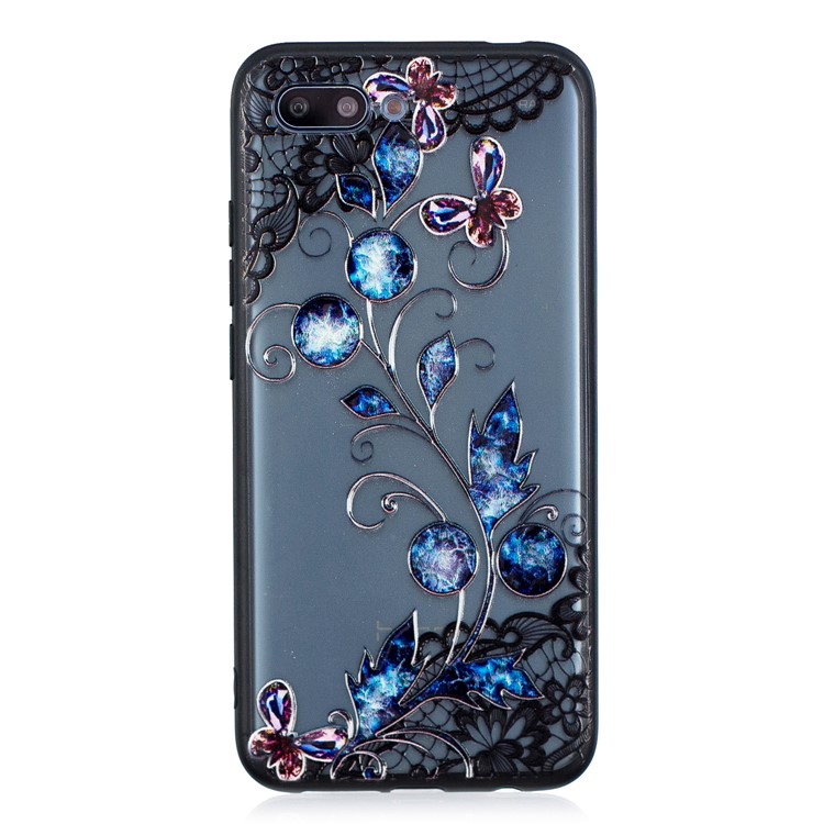 Embossment Lace Flower PC TPU Combo Mobile Phone Cover for Huawei Honor 10 - Butterfly and Floret-1