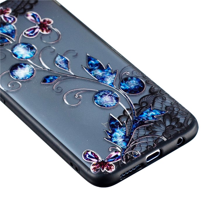 Embossment Lace Flower PC TPU Combo Mobile Phone Cover for Huawei Honor 10 - Butterfly and Floret-2