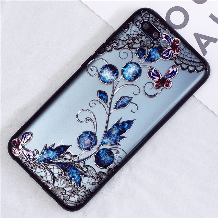 Embossment Lace Flower PC TPU Combo Mobile Phone Cover for Huawei Honor 10 - Butterfly and Floret-4