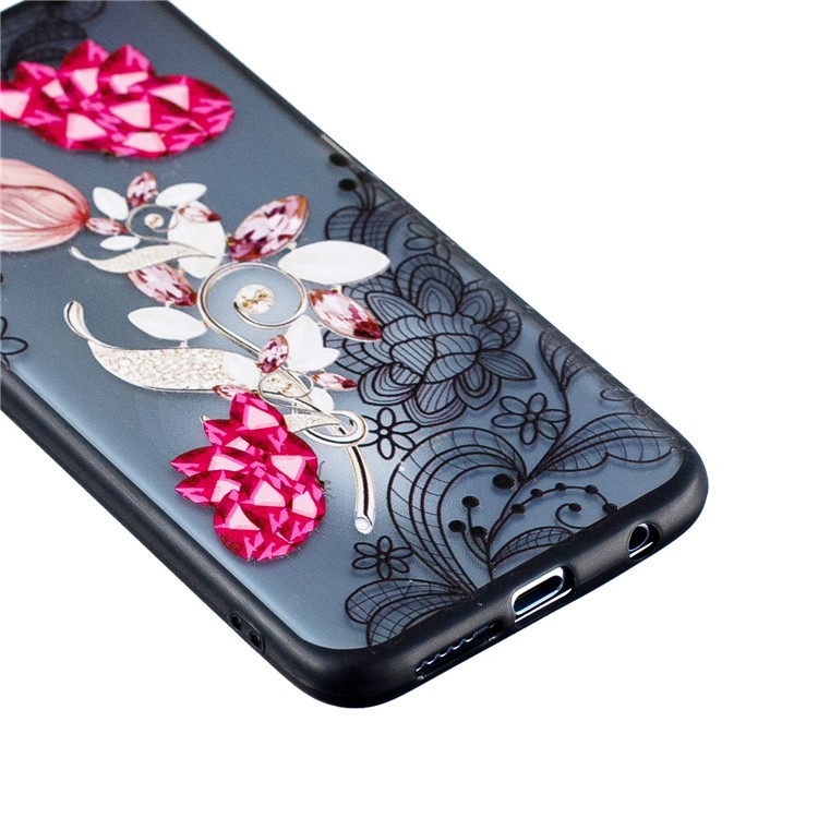 Embossment Lace Flower Plastic TPU Hybrid Cellphone Case for Huawei Honor 10 - Vivid Flower-2