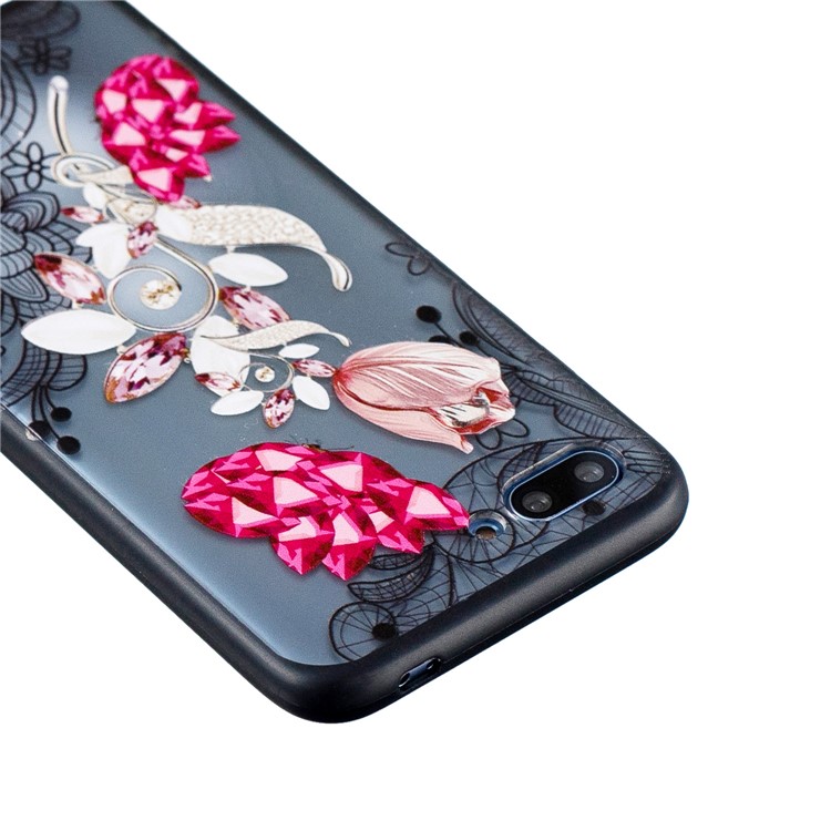 Embossment Lace Flower Plastic TPU Hybrid Cellphone Case for Huawei Honor 10 - Vivid Flower-3
