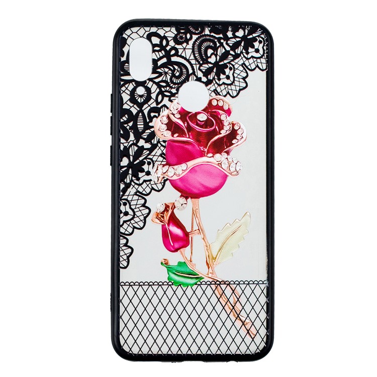 Embossment Lace Flower PC TPU Combo Phone Shell for Huawei nova 3 - Rose Flower-1