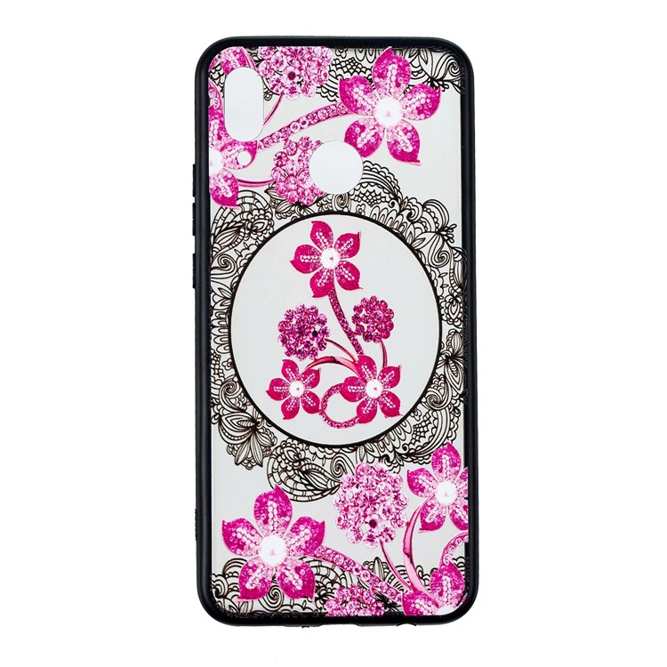 Embossment Lace Flower PC TPU Combo Back Case for Huawei nova 3 - Pink Flower-1