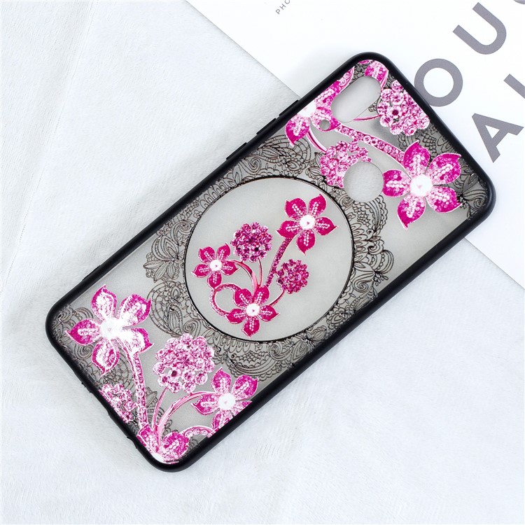 Embossment Lace Flower PC TPU Combo Back Case for Huawei nova 3 - Pink Flower-2