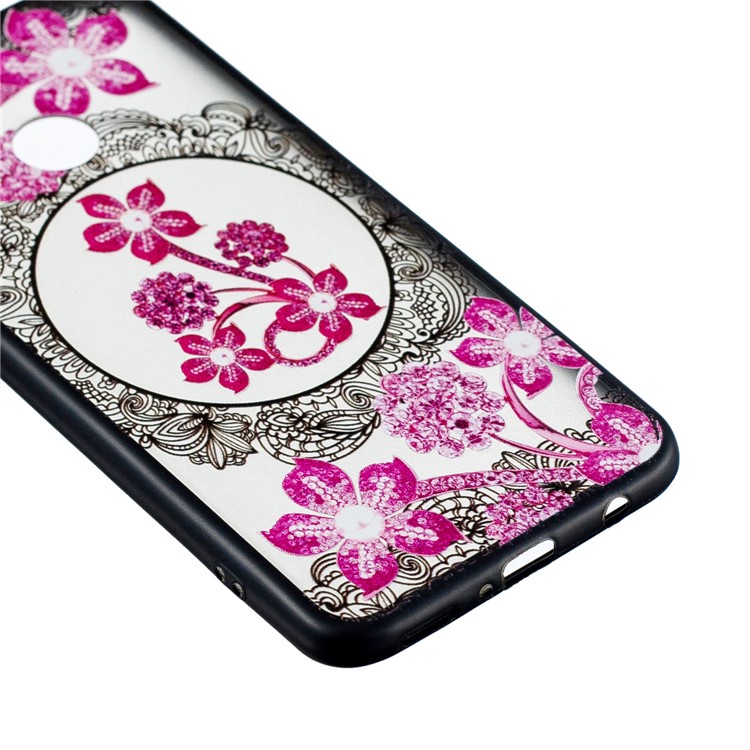 Embossment Lace Flower PC TPU Combo Back Case for Huawei nova 3 - Pink Flower-3