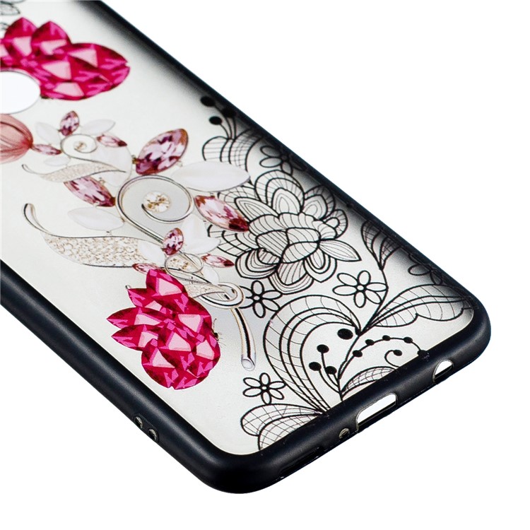 Embossment Lace Flower PC TPU Combo Mobile Cover for Huawei nova 3 - Vivid Flower-3