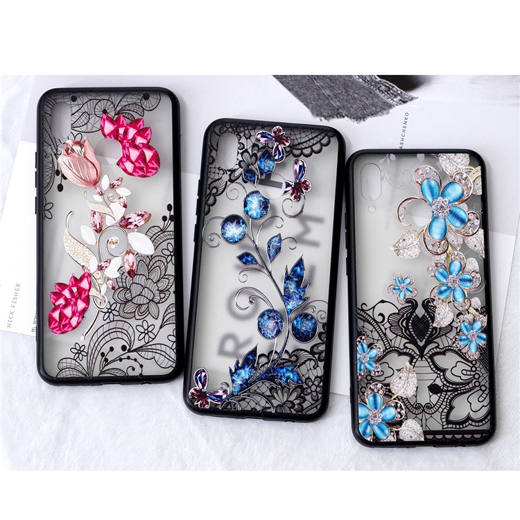 Embossment Lace Flower PC TPU Combo Mobile Cover for Huawei nova 3 - Vivid Flower-5
