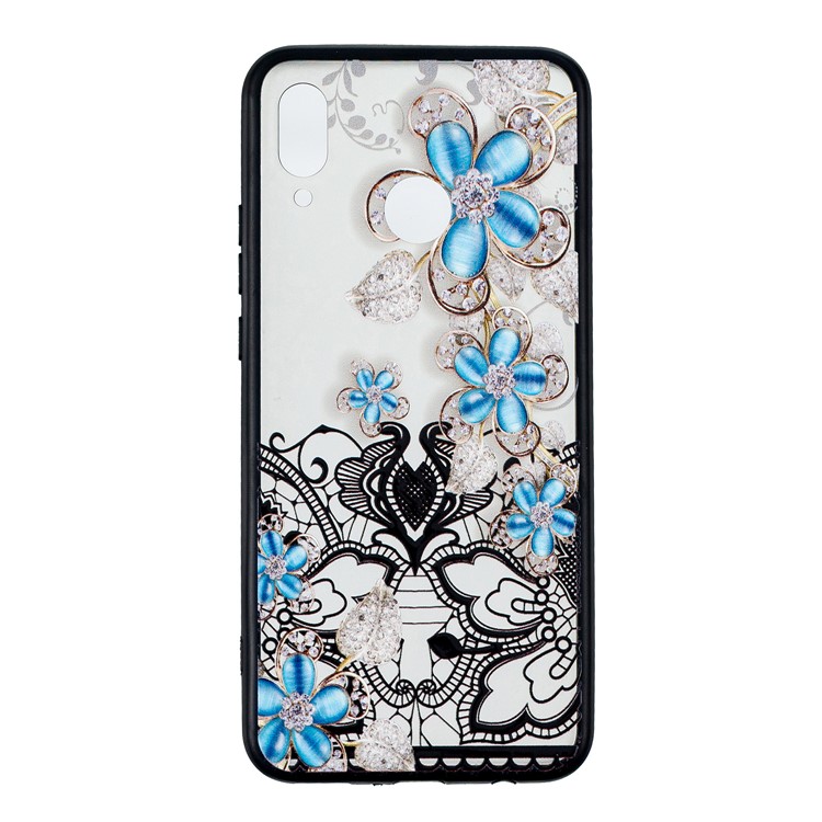 Embossment Lace Flower PC TPU Combo Protective Cover for Huawei nova 3 - Blue Flower-1