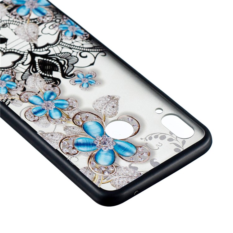 Embossment Lace Flower PC TPU Combo Protective Cover for Huawei nova 3 - Blue Flower-4